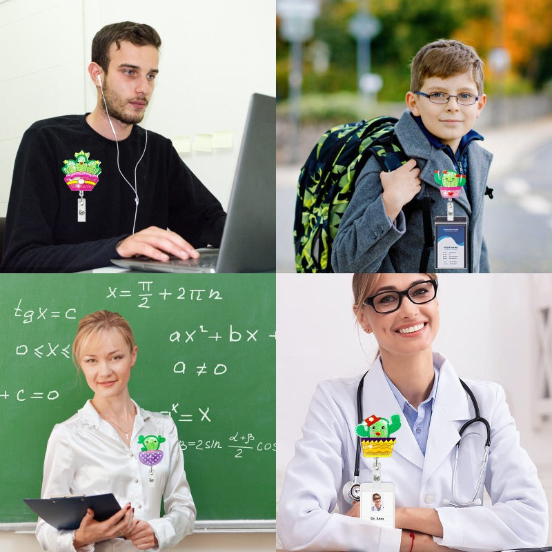 Wholesale Badge Reels Cactus Acrylic Quicksand Retractable Keychain